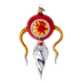Crimson Solar Zenith | Hand-Painted Glass Ornament | Blubom 2022-456