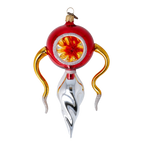 Crimson Solar Zenith | Hand-Painted Glass Ornament | Blubom 2022-456