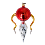 Crimson Solar Zenith | Hand-Painted Glass Ornament | Blubom 2022-456