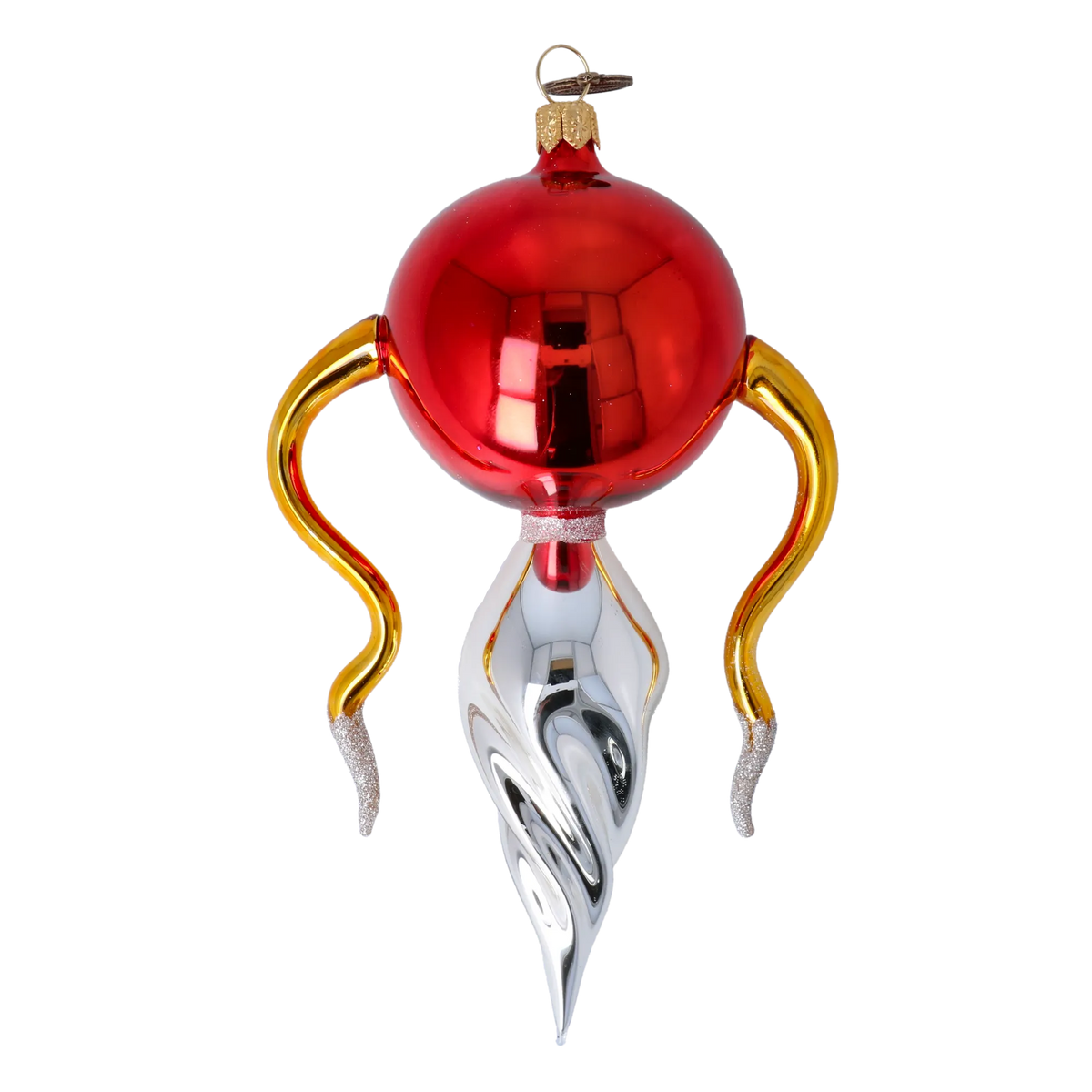 Crimson Solar Zenith | Hand-Painted Glass Ornament | Blubom 2022-456