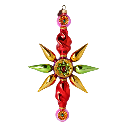 Arctic Starburst Star Handmade Glass Christmas ornament free blowing