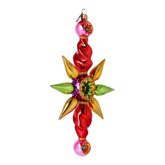 Arctic Starburst Star Handmade Glass Christmas ornament free blowing