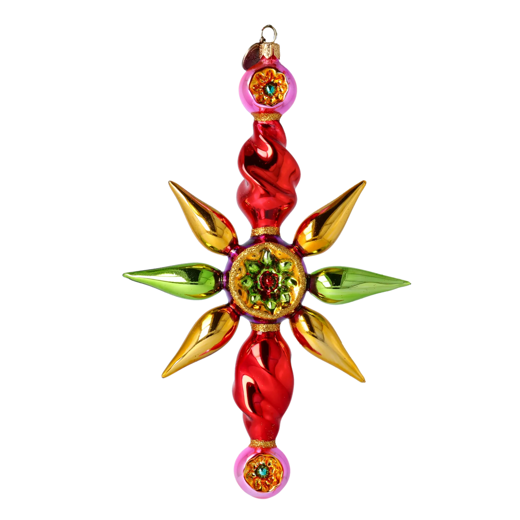 Ruby Meridian Pulse | Hand-Painted Glass Ornament | Blubom 2022-460