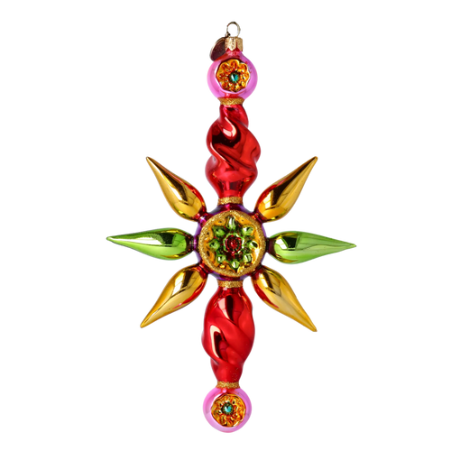 Ruby Meridian Pulse | Hand-Painted Glass Ornament | Blubom 2022-460