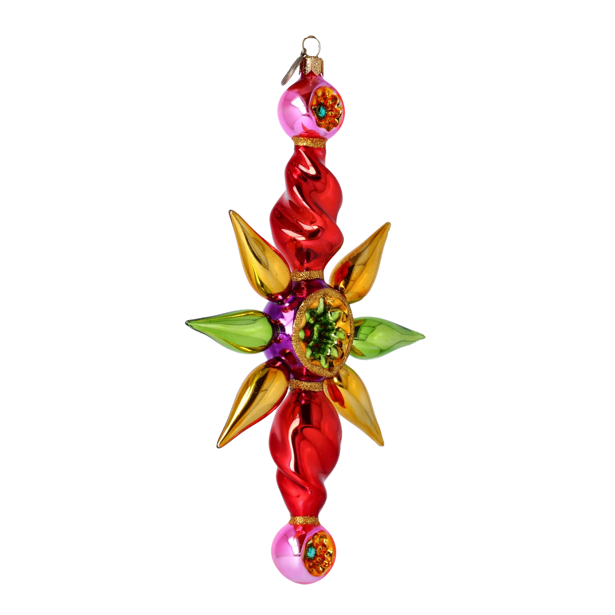 Ruby Meridian Pulse | Hand-Painted Glass Ornament | Blubom 2022-460