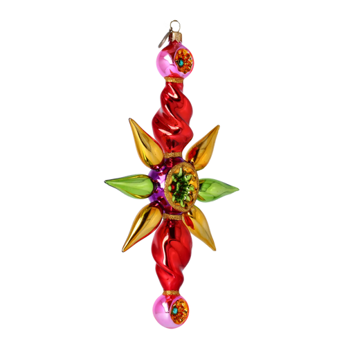 Ruby Meridian Pulse | Hand-Painted Glass Ornament | Blubom 2022-460