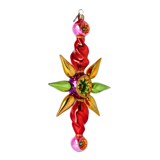 Arctic Starburst Star Handmade Glass Christmas ornament free blowing 2022-460