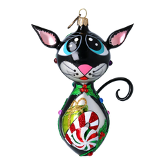Whiskered Cat with Mouse in Winter Gift