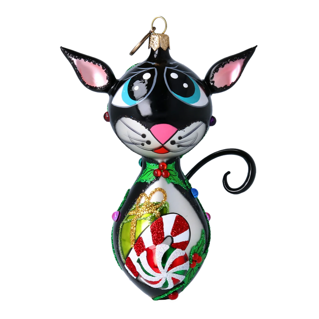 Wistful Peppermint Shadow | Hand-Painted Glass Ornament | Blubom 2022-464