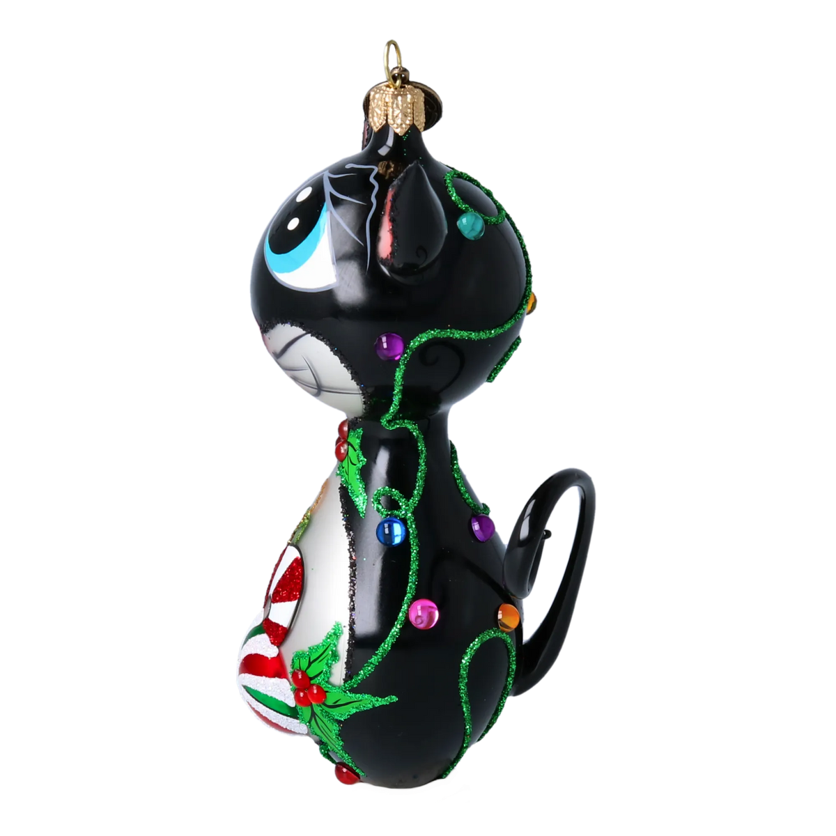 Wistful Peppermint Shadow | Hand-Painted Glass Ornament | Blubom 2022-464