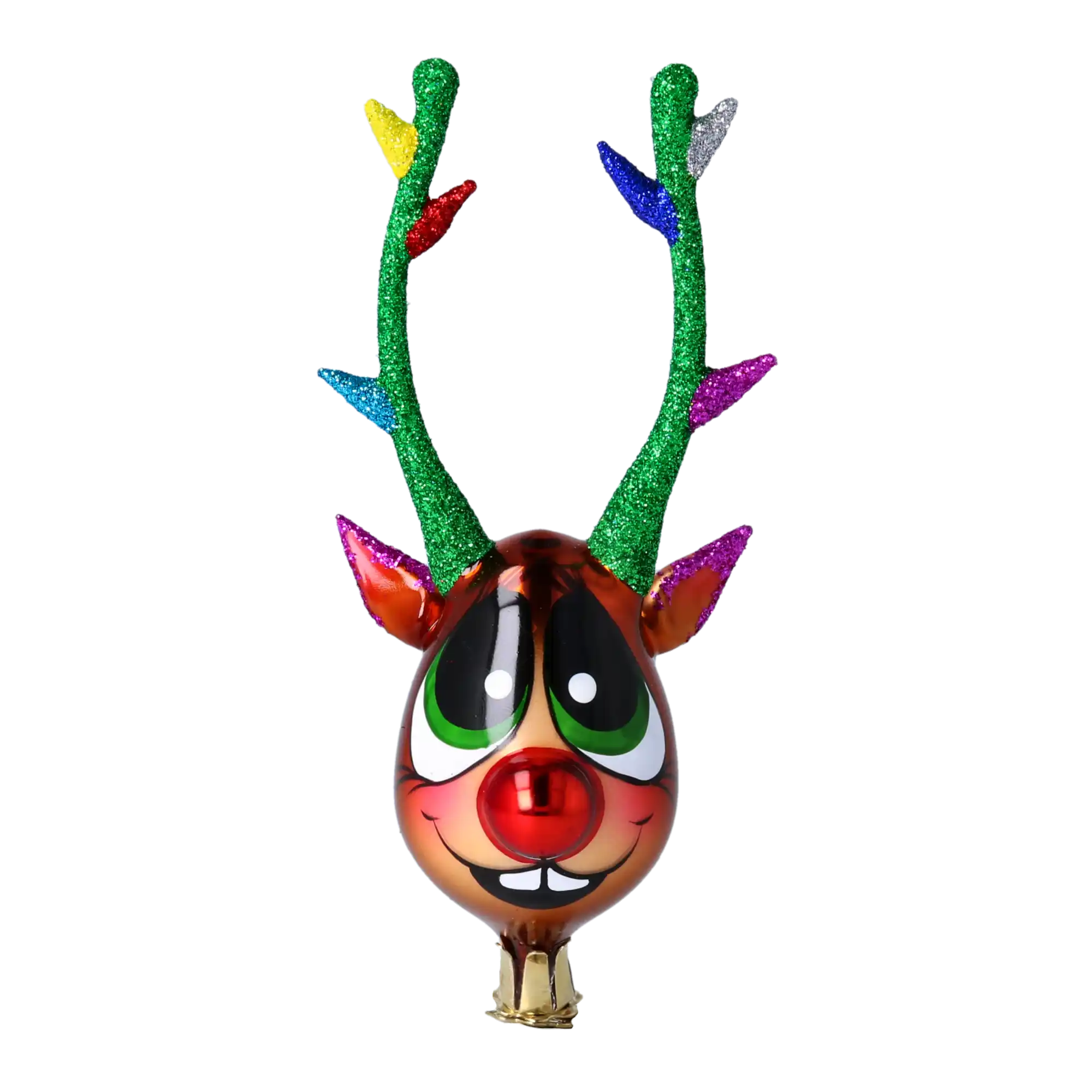 Color Pop Antlers – Reindeer Glass Clip Ornament Handmade Glass Christmas ornament free blowing
