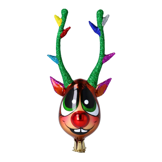 Color Pop Antlers – Reindeer Glass Clip Ornament Handmade Glass Christmas ornament free blowing