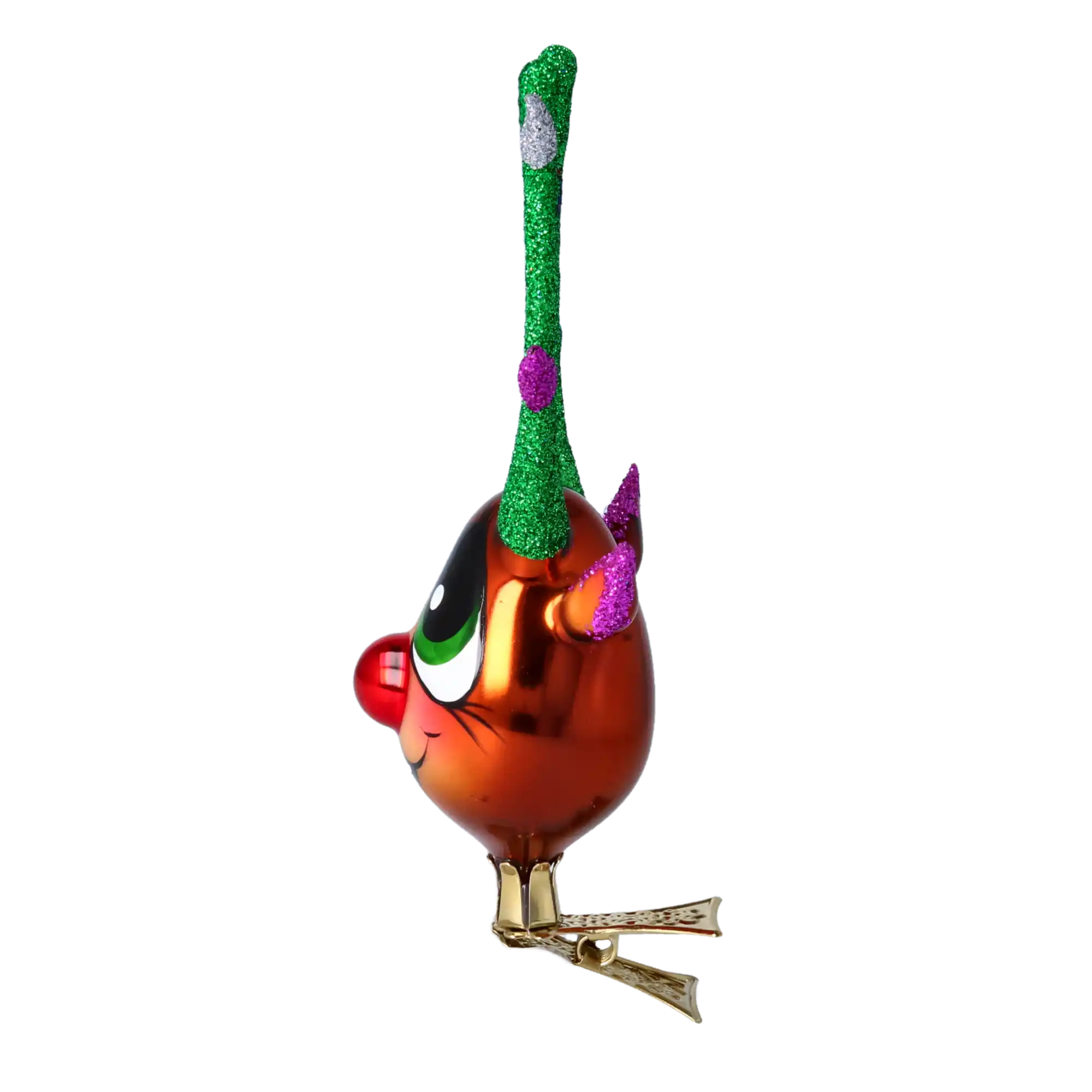 Color Pop Antlers – Reindeer Glass Clip Ornament Handmade Glass Christmas ornament free blowing