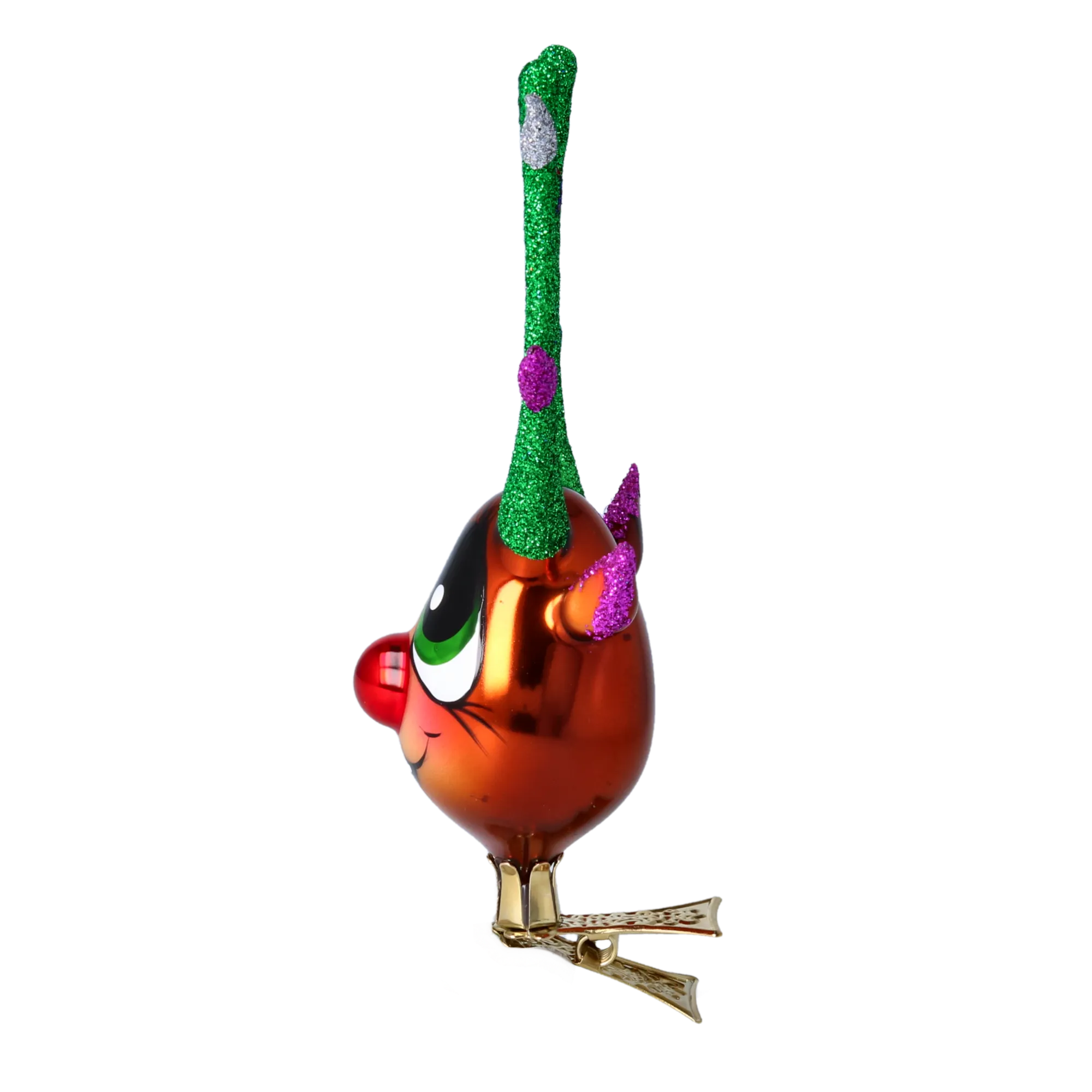 Color Pop Antlers – Reindeer Glass Clip Ornament Handmade Glass Christmas ornament free blowing 2022-465