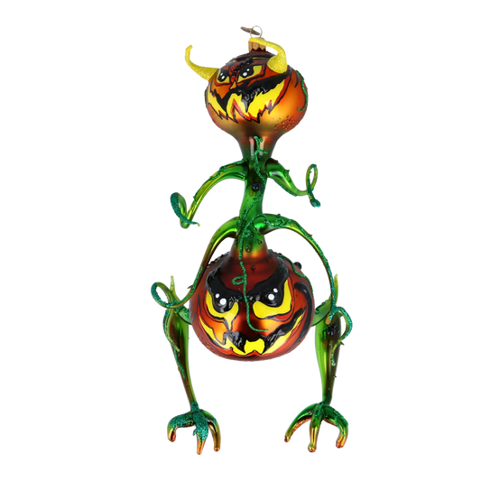 Gilded Horned Pumpkin Ghoul Premium christmas glass ornament 2022-466