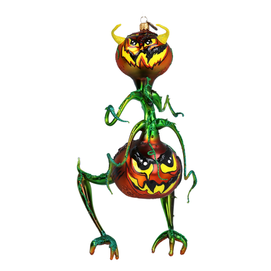 Gilded Horned Pumpkin Ghoul Premium christmas glass ornament 2022-466