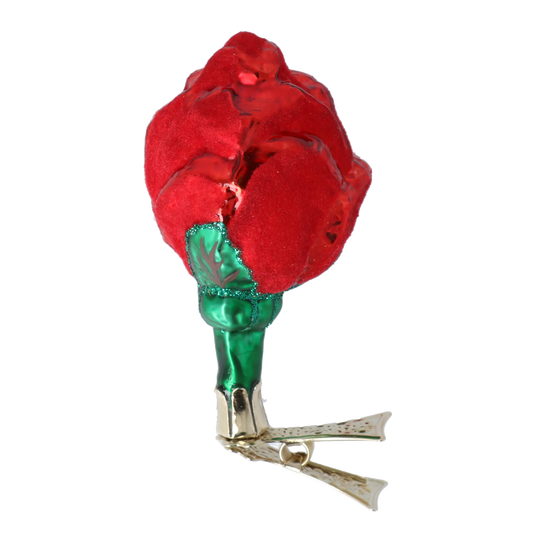 Velvet Crimson Rosebud Premium christmas glass ornament 2022-469