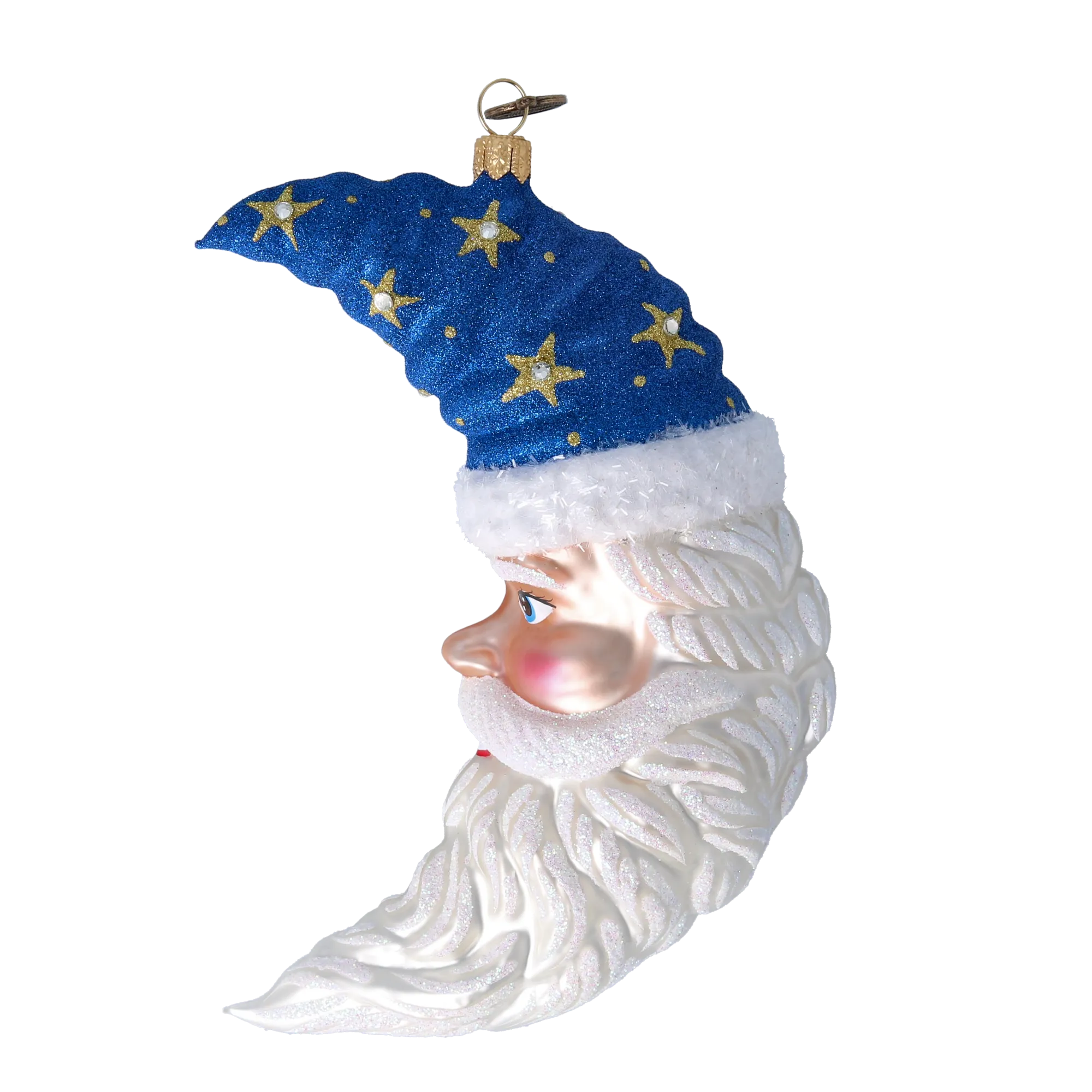 Magic Moon ornament. Handmade Glass Christmas ornament. 2022-477