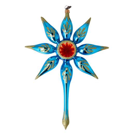 Blue Christmas Star. Handmade Glass Christmas ornament. 2022-481