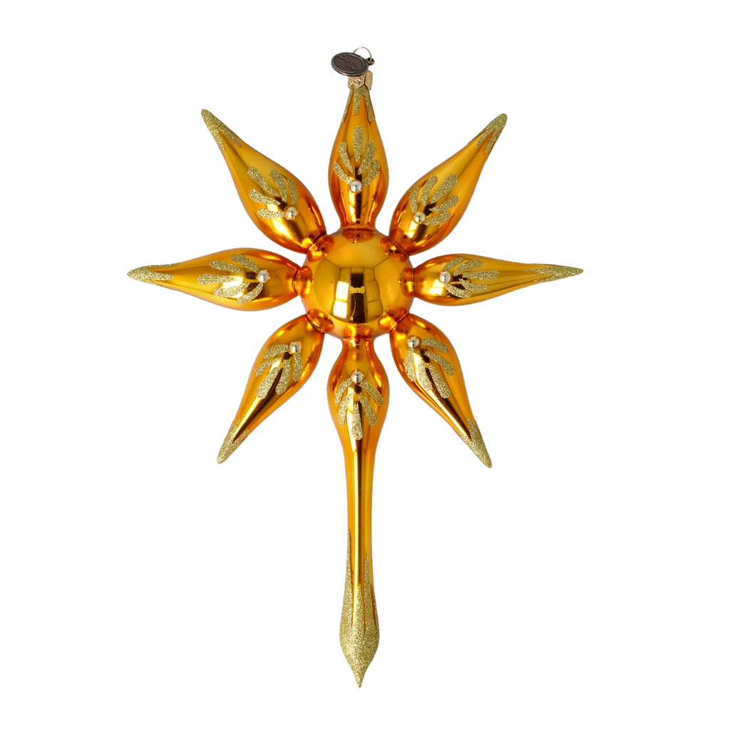 Gilded Zenith Radiance | Hand-Painted Glass Ornament | Blubom 2022-482