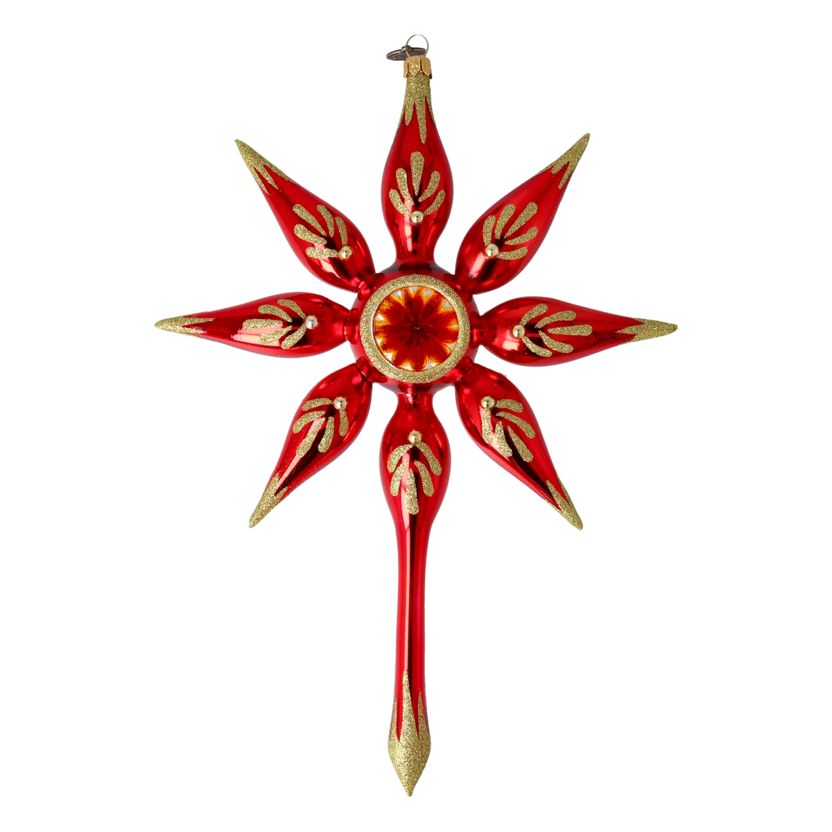 Gilded Crimson Zenith | Hand-Painted Glass Ornament | Blubom 2022-484