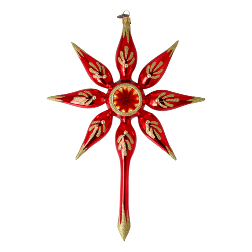 Gilded Crimson Zenith | Hand-Painted Glass Ornament | Blubom 2022-484