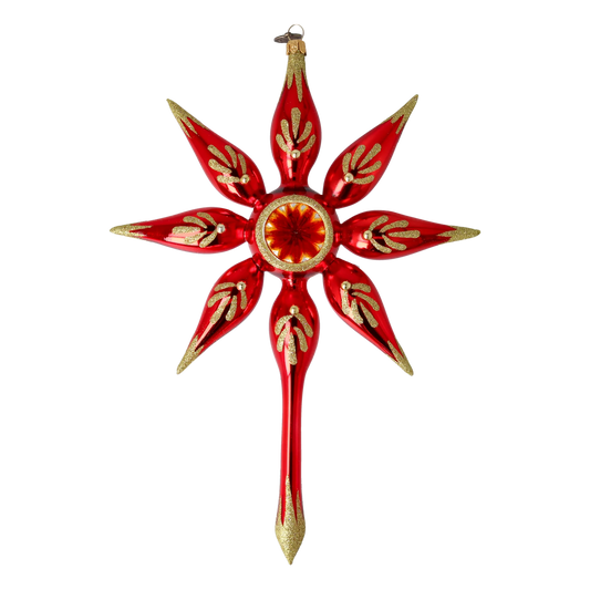 Star of Christmas Eve Night. Handmade Glass Christmas ornament. 2022-484