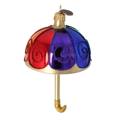 Rainbow Domed Umbrella with Gold Handle