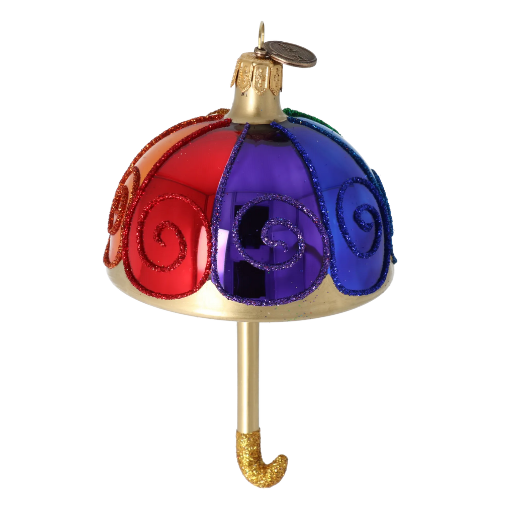 Vibrant Gilded Parasol | Hand-Painted Glass Ornament | Blubom 2022-486
