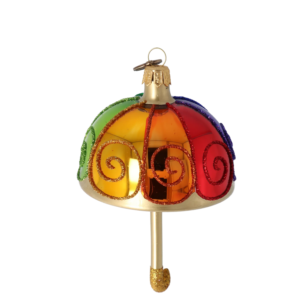 Vibrant Gilded Parasol | Hand-Painted Glass Ornament | Blubom 2022-486