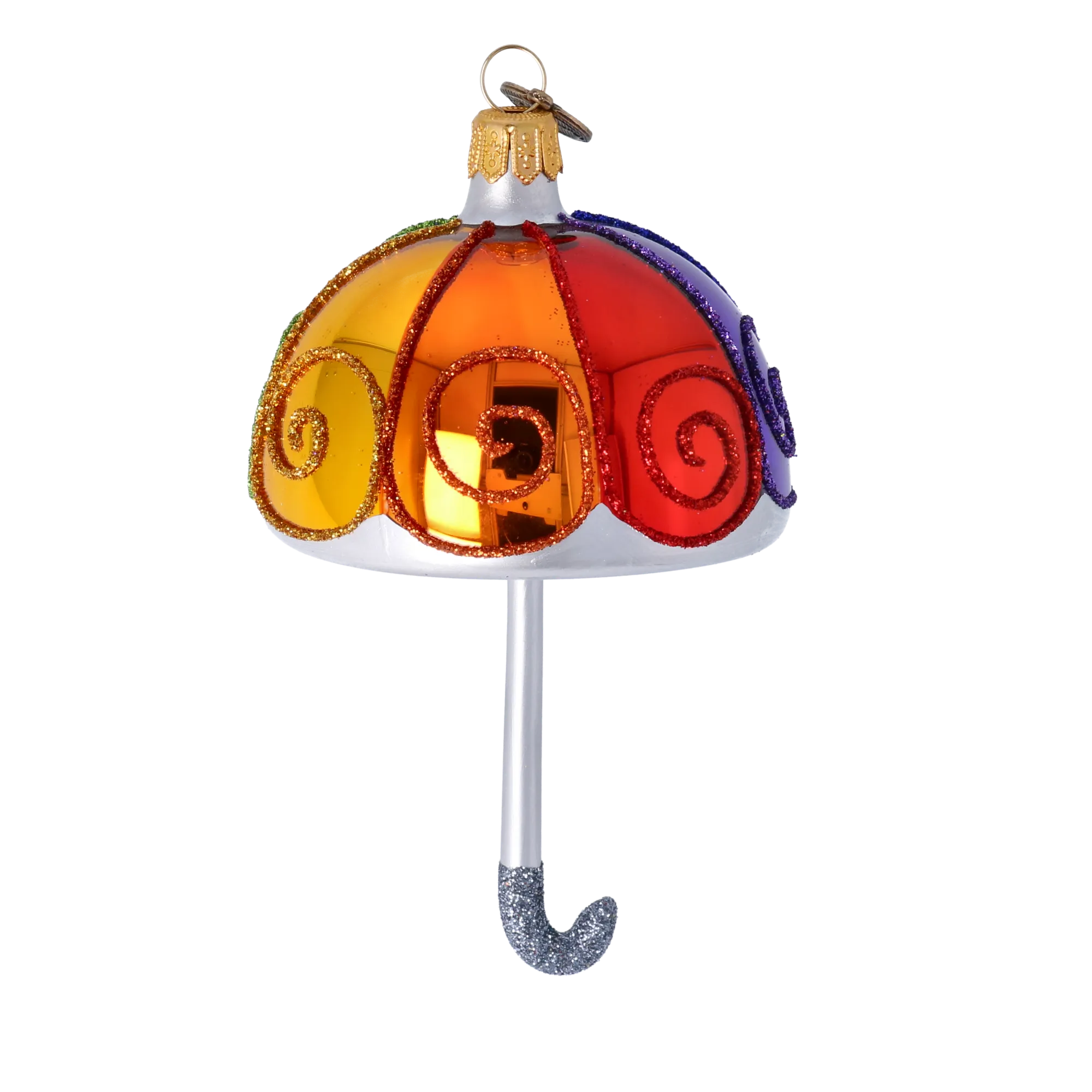 Rainbow Domed Umbrella with Silver Handle