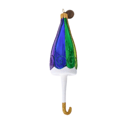 Rainbow Furled Umbrella with Snow & Gold Handle