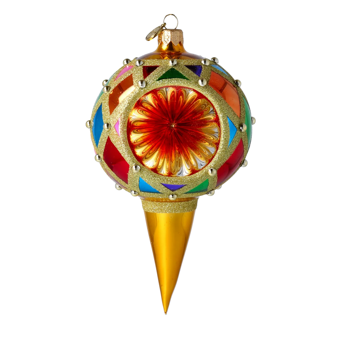 Gilded Jubilee | Hand-Painted Glass Ornament | Blubom 2022-498