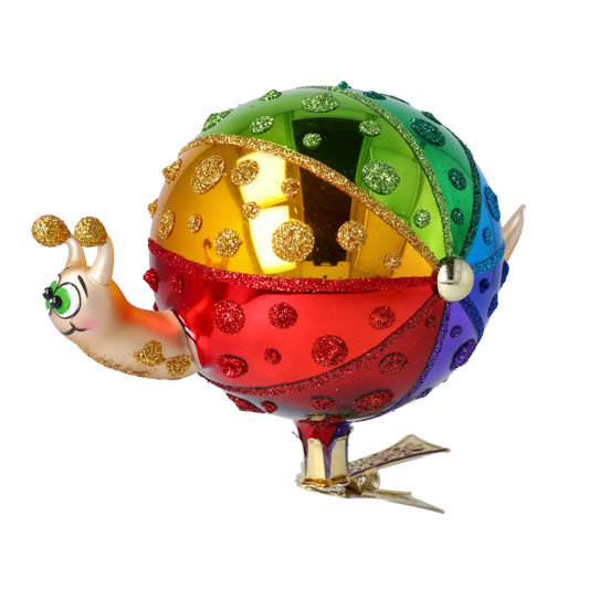 Colorful Snail. Handmade Glass Christmas ornament. 2022-500