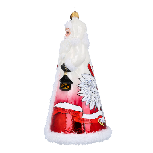 Polish Santa with Eagle  Handmade Glass Christmas ornament 2022-502