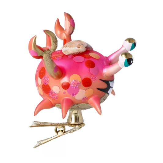 Happy Crab. Handmade Glass Christmas ornament. 2022-506