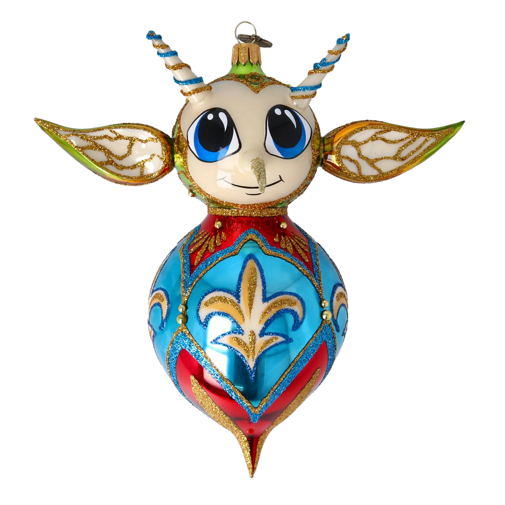 Vigilant Azure Herald | Hand-Painted Glass Ornament | Blubom 2022-519