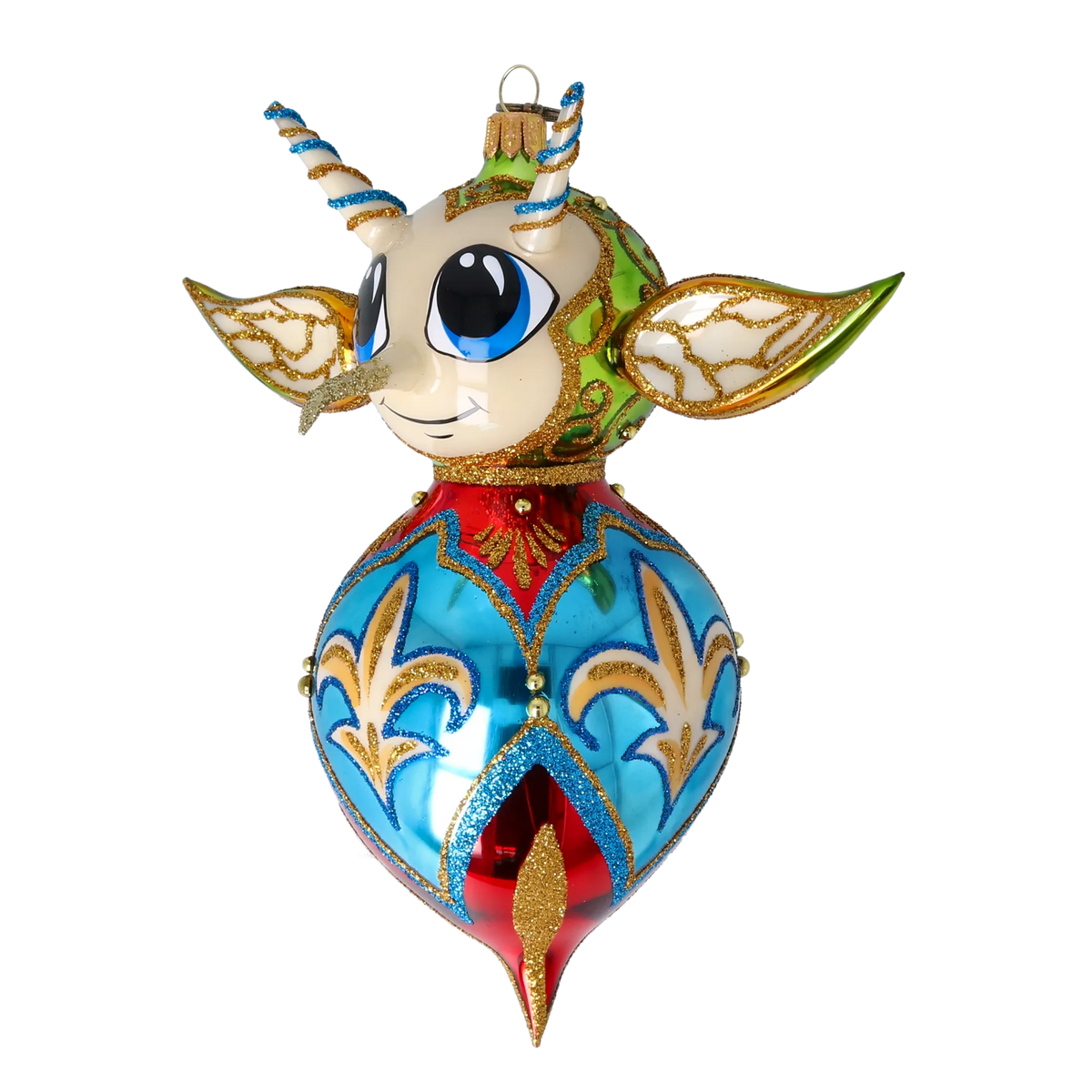 Vigilant Azure Herald | Hand-Painted Glass Ornament | Blubom 2022-519