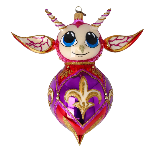 Pink Fantasy Devil. Handmade Glass Christmas ornament. 2022-520