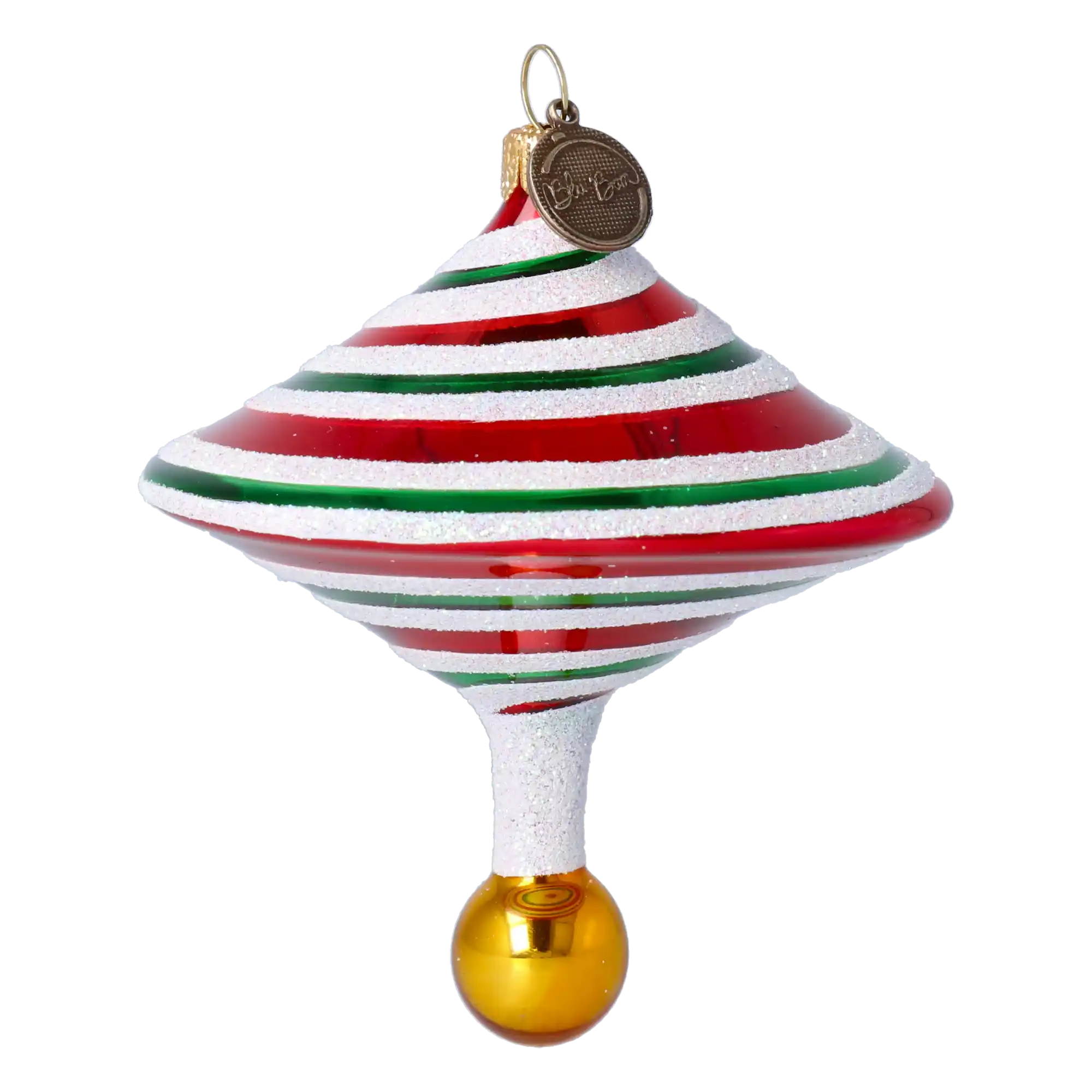 Candy Swirl Top Handmade Glass Christmas ornament