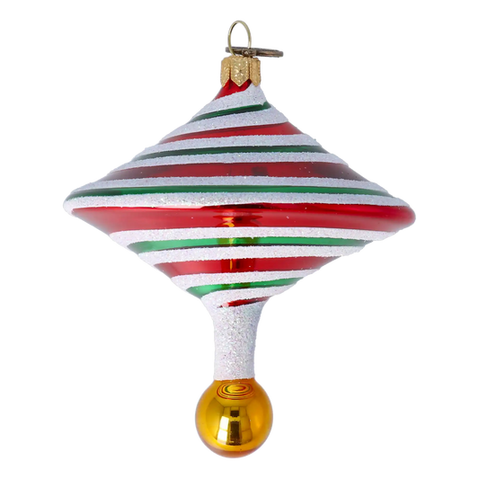 Candy Swirl Top Handmade Glass Christmas ornament