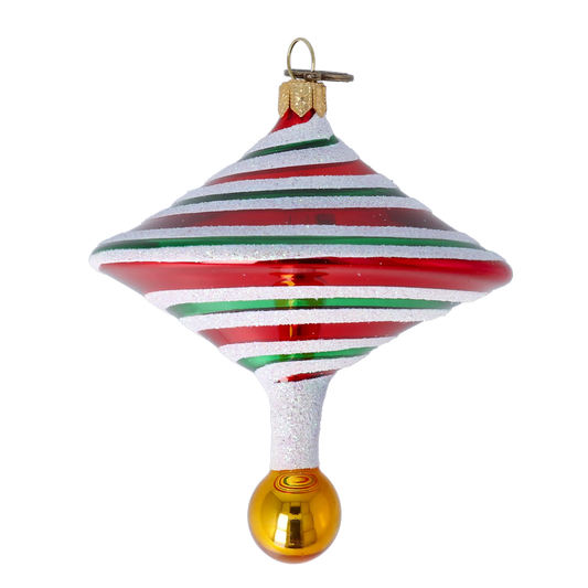 Candy Swirl Top Handmade Glass Christmas ornament 2022-526