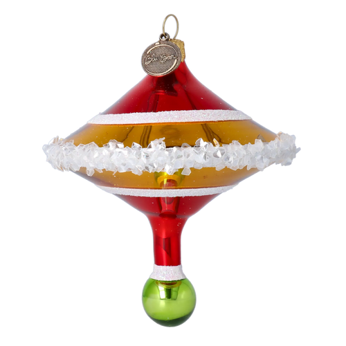Crimson Glacial Pulse | Hand-Painted Glass Ornament | Blubom 2022-533