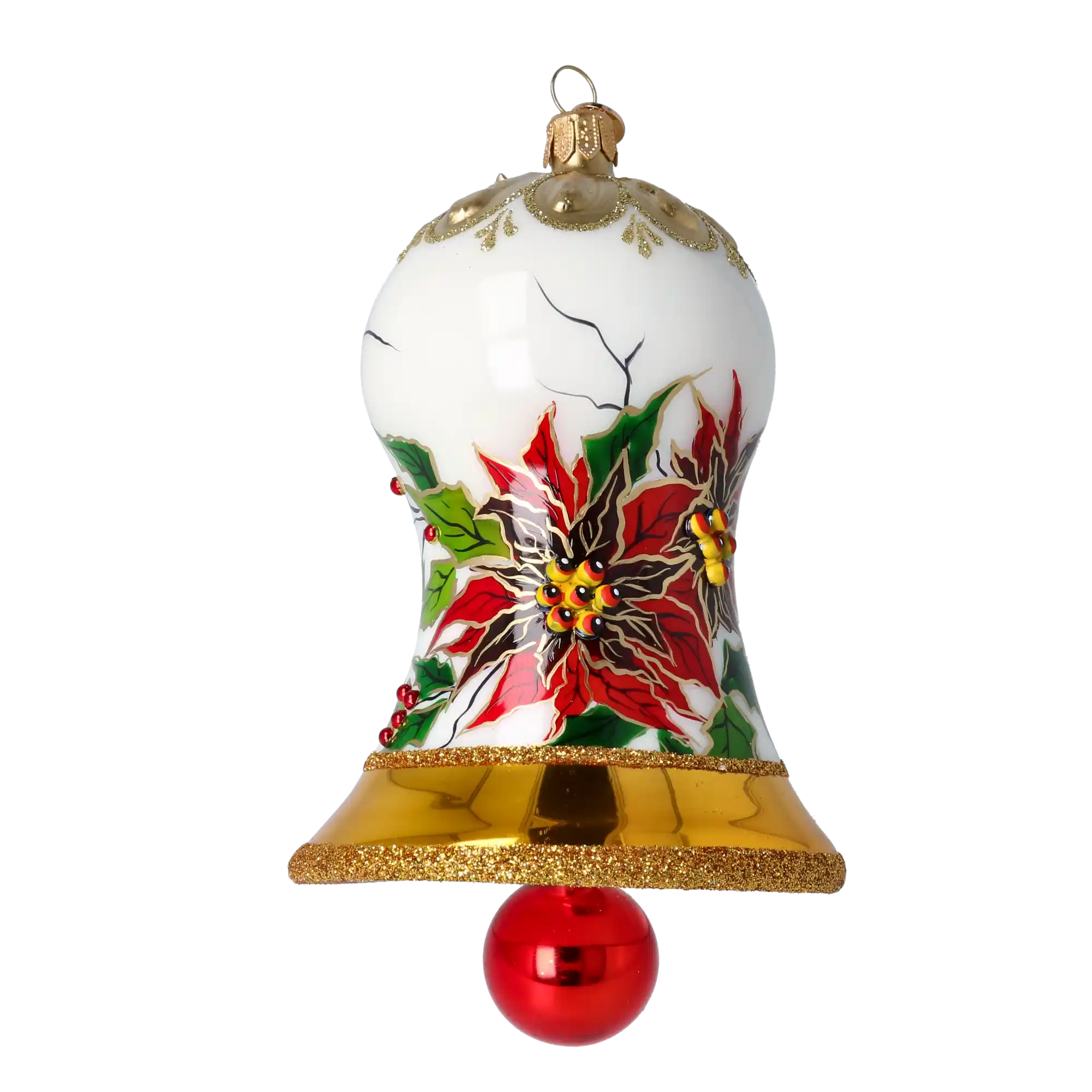 Poinsettia Bell  Tree  Handmade Glass Christmas ornament