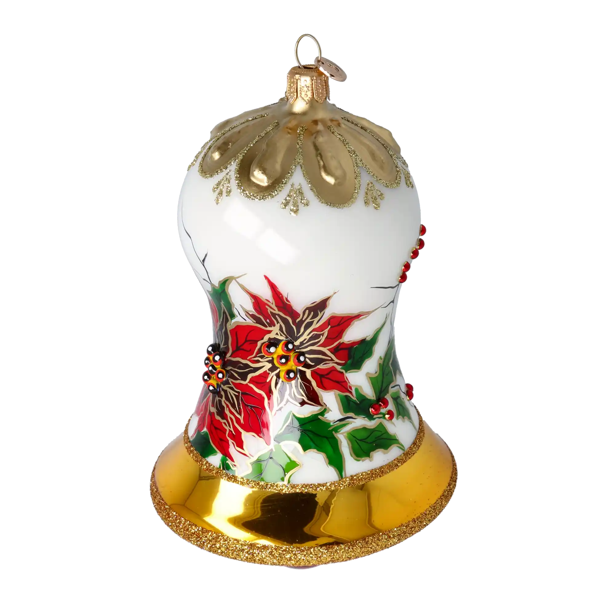 Poinsettia Bell  Tree  Handmade Glass Christmas ornament