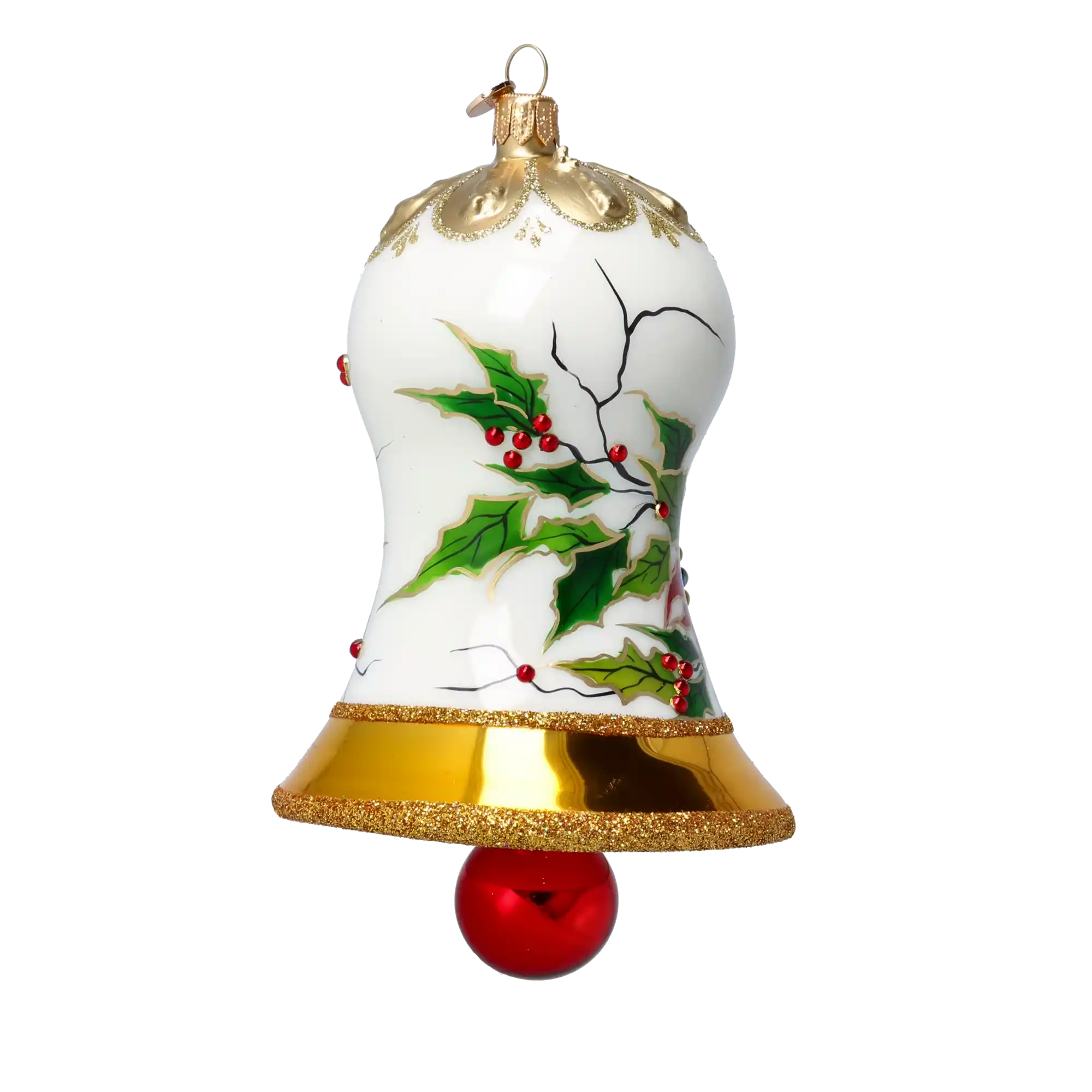 Poinsettia Bell  Tree  Handmade Glass Christmas ornament