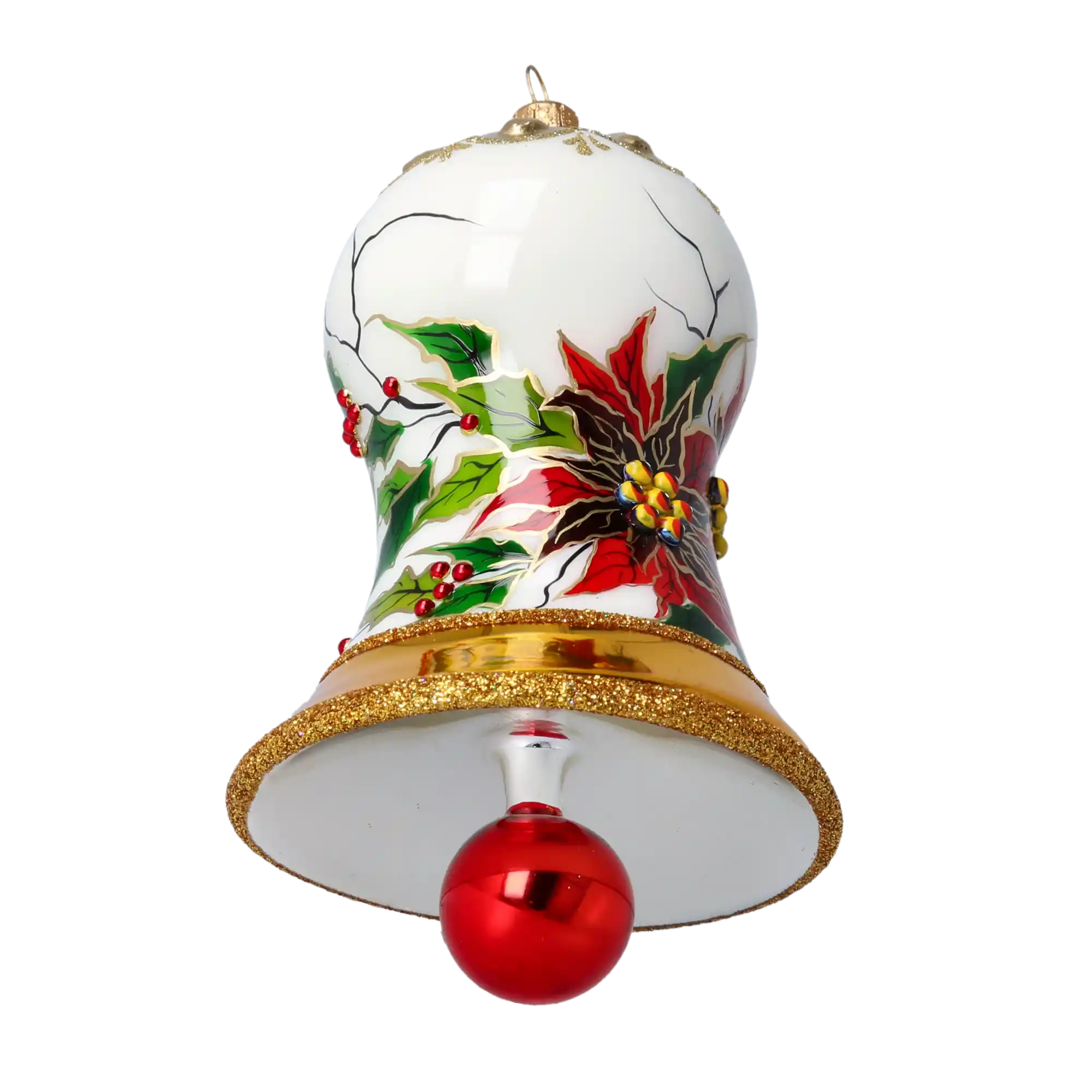Poinsettia Bell  Tree  Handmade Glass Christmas ornament
