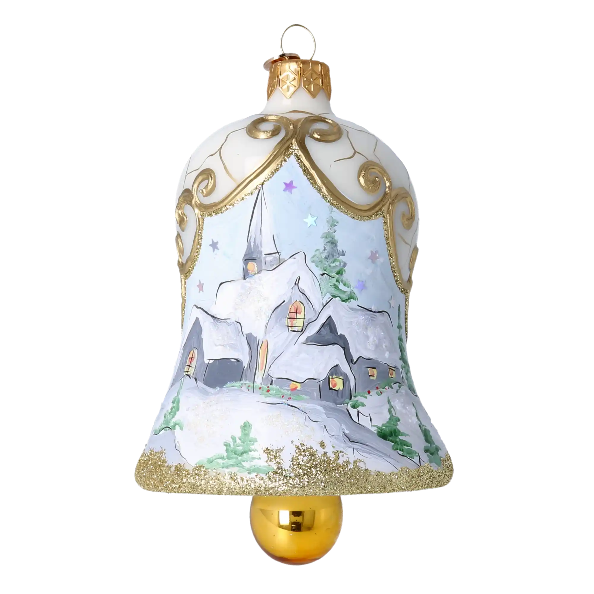Winter Chapel Bell  Tree  Handmade Glass Christmas ornament