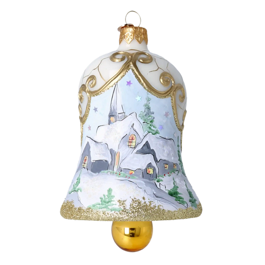 Winter Chapel Bell  Tree  Handmade Glass Christmas ornament