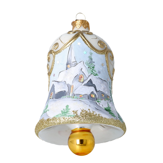 Winter Chapel Bell  Tree  Handmade Glass Christmas ornament 2022-541